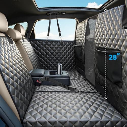 High Barrier Dog Car Seat Cover,Waterproof Back Seat Extender for Dogs,Car Seat Protector,Car Seat Cover Hard Bottom Holds 500 lbs,600D Nonslip Dog Hammock,Pet Car Bed for Cars,SUVs, Small Trucks - Image 1