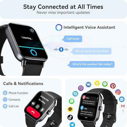 Smart Watch for Men Android & iPhone, Alexa Built-in, 1.8" Touch Screen Fitness Tracker, IP68 Waterproof Heart Rate/Sleep/SpO2 Monitor, Watches with Answer/Make Calls, Pedometer, 100+ Sport Modes - Thumbnail 2