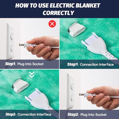 greenoak Heated Electric Blanket Throw, Faux Fur Sherpa Heating Blanket for Sofa Bed, Warm Winter Gifts for Women/Her, Heater Lap Blankets 5-Position Timer &10 Heating Levels 50''*60" Aqua - Thumbnail 3