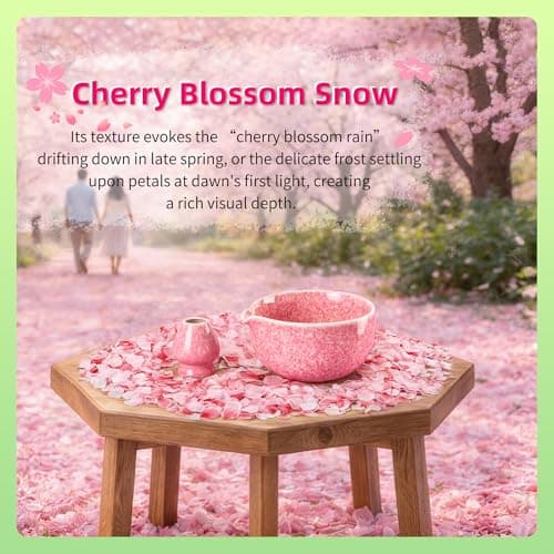 TEANAGOO Matcha Whisk Set,7 Pcs Matcha Set Pink,Ceremony Matcha Kit,Matcha Tea Set for Making Latte,Ceramic Bowl(chawan) whith Spout and Whisk,Gift for Matcha Lovers - Thumbnail 2