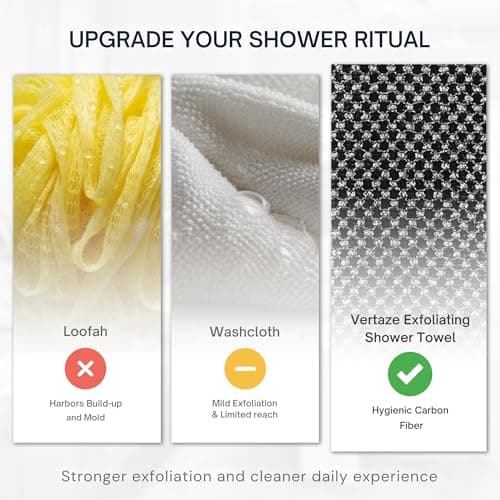 Vertaze Premium Japanese Exfoliating Shower Towel, Carbon Fiber Extra Rough Body Scrubber, Extra Long Back Washcloth for Men and Women, 2-in-1 face and Body Scrub for All Skin Types, Rip-Resistant - Thumbnail 3