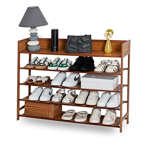 latifolia Shoe Rack, 5-Tier Bamboo Shoe Rack Organizer for Entryway Hallway, Brown(39.40''L) - Image 1