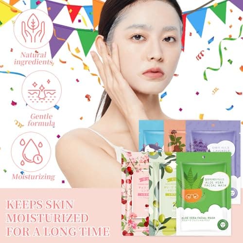 12 Sheets Face Masks Skincare, Moisturize Face Masks Suitable for Sensitive Skin, Hydrate Facial Mask for All Skin Types, Bulk Facial Masks for Women Skin Care, Soothe Face Mask for Spa Party - Thumbnail 3