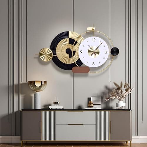 Tiuposr 36x21 Inch Decorative Wall Clock Battery Operated Silent Non-Ticking, Modern Abstract Analog Clocks for Home & Office Decor, Living Room, Bedroom, Kitchen - Thumbnail 3