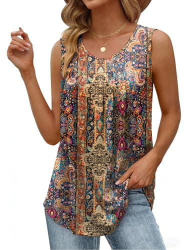 Zeagoo Women Plus Size Tops Summer Sleeveless Tank Pleated Loose Fit Flowy Boho Top Fashion Blouse Cute Womens Tops - Image 1