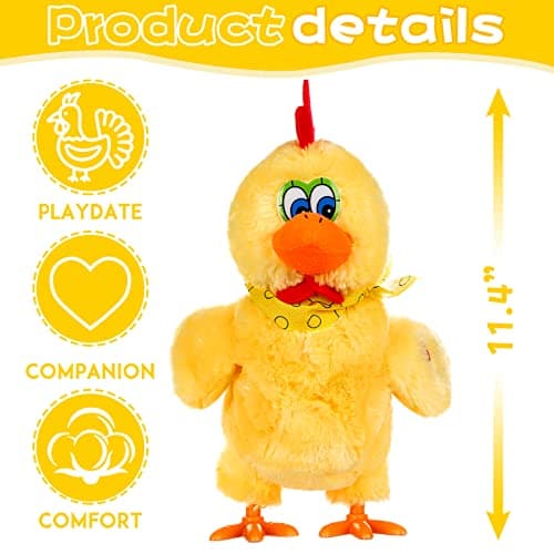 dgdgcool Easter Toys Chicken Laying Eggs Electric Chicken Stuffed Animal Dancing Toy Stuffed Plush Toy with Music - Thumbnail 2
