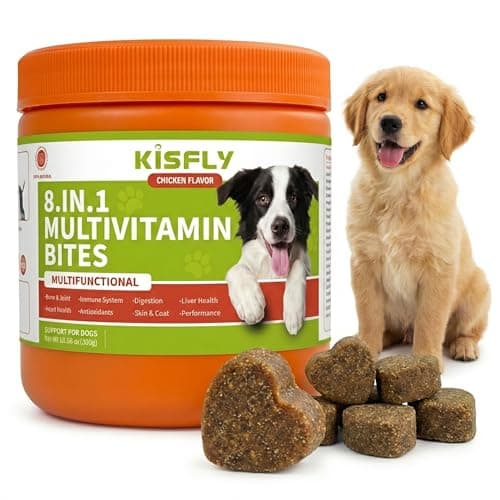 KISFLY 8-in-1 Dog Multivitamin Soft Chews - Glucosamine Chondroitin for Joint Support, Probiotics for Gut Health, Omega 3 for Skin & Coat - All Ages & Breeds - Natural Chicken Flavor, 120 Chews - Image 1