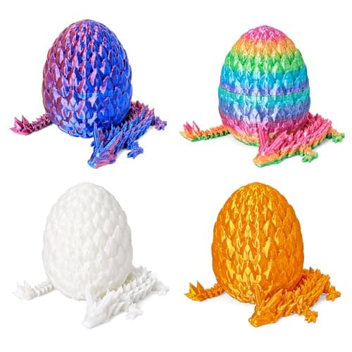 ONEVIVE 3D Printed Dragon Egg Toy (4 Pack) - Surprise Mystery Inside, Articulated Crystal Dragon, Fidget Sensory Toy for Kids Birthday Surprise & Desk Decor (C) - Image 1