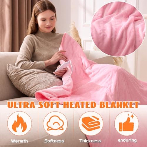 Lesguyor Heated Blanket Electric Full 72''X84'' Heating Blanket Electric Blankets with 6 Heating Levels 1-12 Hours Auto Off Machine Washable Fast Heating Blankets, Ideal Gifts for Winter Cold Days - Thumbnail 3