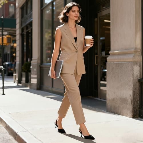 Athlefit Closed Pointed Toe Kitten Heels for Women Dress Work Wedding Party Slingback Stiletto Pumps Shoes Black Suede, Size 9, SAPU2606W - Thumbnail 2