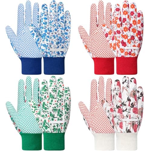 DOFOWORK Gardening Gloves - 4 Pair Garden Gloves for Women, Soft Womens Floral Cute Glove for Women - Image 1