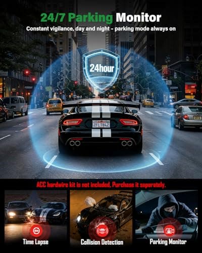 Nymzview 4K+2.5K+2.5K 3 Channel Dash Cam - Front/Rear/Inside - 5.8GHz WiFi 6 Dashcam with IR Night Vision, 64GB Card, 24H Parking Mode, G-Sensor - Car Dash Cam for Rideshare & Taxi - Thumbnail 5