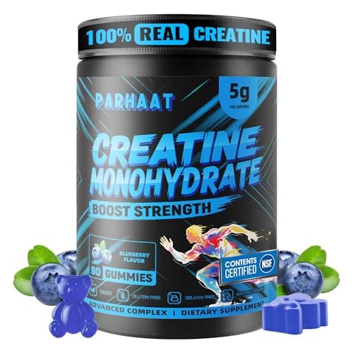 NSF Certified Creatine Gummy - Creatine Monohydrate Gummies 5g for Men & Women - Boost Focus,Strength, and Endurance, Vegan, Gluten-Free, Non-GMO, 2.5 Gram Creatine per Gummy (Blueberry 90 ct) - Image 1