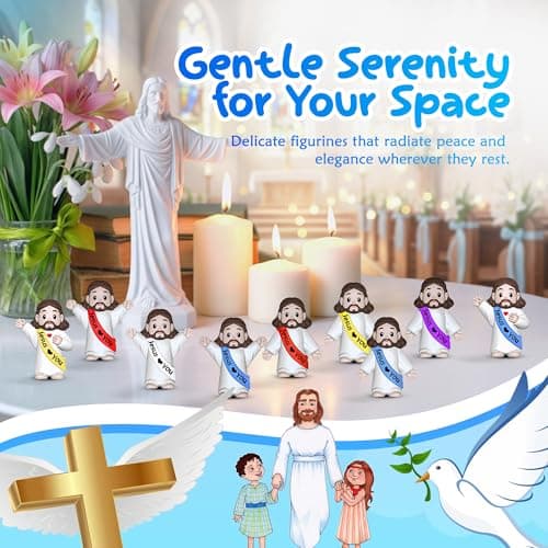 VINETEN 50 Pcs Little Jesus Figures – Multicolor “Jesus Loves You”Baby Jesus Figure Mini for Easter Egg Stuffers, Christmas Party Favors, Religious Celebrations (Lively Colors) - Thumbnail 3