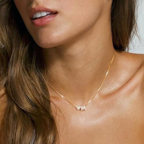 Turandoss Heart Initial Necklace for Women - Dainty 18K-Gold-Plated Letter E Heart Personalized Initial Necklace - Gold Jewelry Birthday Gifts for Women - Thumbnail 5