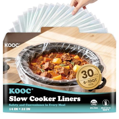 KOOC Slow Cooker Liners, 30 count 14" x 22" Extra Large Size Cooking Bags Fits 6-10 Quart Pots, Disposable Cooking Trays Suitable for Oval & Round & Retangular Pot - Image 1