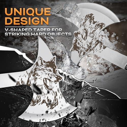 Grumpy Bear Camping Hatchet with Wolf Carving, Full Tang Outdoor Axe with Decorative Handle, Durable Forged Blade for Hiking, Bushcraft, and Survival - Thumbnail 6