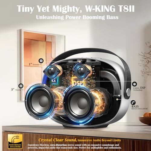 W-KING Portable Loud Bluetooth Speaker with Lights, 96W Peak Speakers Bluetooth 5.4 Wireless Outdoor Boombox, Powerful Bass/Crystal Sound, Fast Charge/USB/AUX for Home/Party, Personalized Gift Ideas - Thumbnail 2