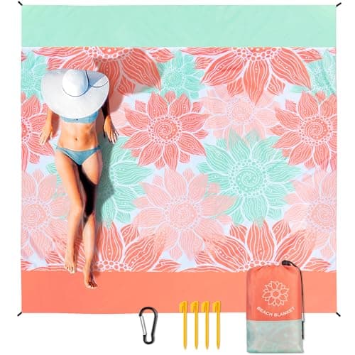 HIHOHO Beach Blanket Waterproof Sandproof Extra Large Beach Mat 79" X 83"/120"x108"for 1-8 Adults Quick Drying Durable Outdoor Picnic Mat for Beach Travel Camping Hiking - Image 1