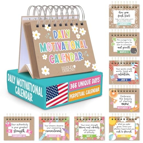 Hadley Designs Motivational Calendar 2026 - Daily Inspirational Quotes for Desk, Daily Flip Perpetual Desk Calendar, Positive Affirmations for Women, Kraft Motivational Desk Decor - Image 1