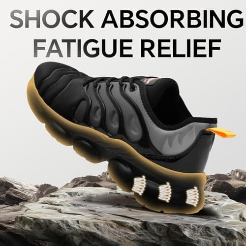 DRRHINO Steel Toe Shoes for Men Women Comfortable Lightweight Work Sneakers for Men Composite Toe Safety Sneakers Men's Slip Resistant Indestructable Construction Safety Shoes - Thumbnail 4