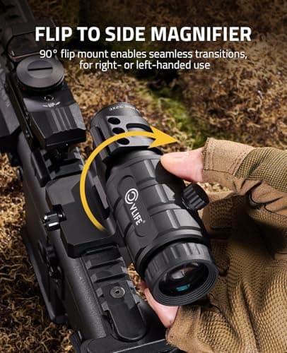 CVLIFE 1X22X33 Red Green Dot Sight and 3X Magnifier Combo, Motion Awake Multi-Reticle Circle Dot Open Reflex Sight with Flip-to-Side Magnifier, Absolute Co-Witness Mount for 21MM Picatinny - Thumbnail 6