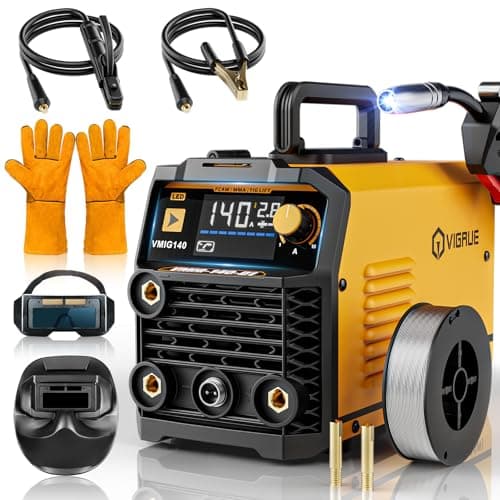VIGRUE 140A MIG Welder, 110V Flux Core/Stick/Lift MIG 3 in 1 Welding Machine with Large Digital Screen Display & Welding Mask & Gloves - Image 1