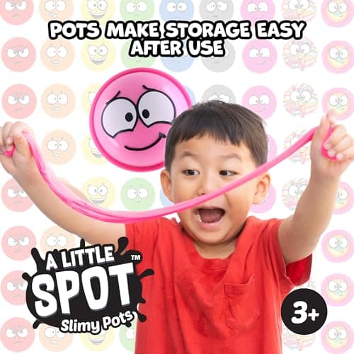 A Little Spot Slimy Pots Toy Set, 8 Different Half Dome Emotions, Small Sensory Toys for Kids, Social Emotional Learning Kids Slime Kit, Ages 3+ - Thumbnail 4