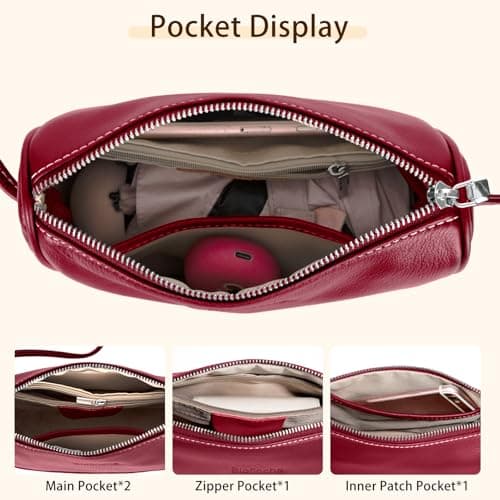 Trendy Crescent Moon Bag for Women, Burgundy Genuine Leather Crossbody Purse for Gallery Visits and City Walks, Minimalist Small Hobo Handbag - Thumbnail 6