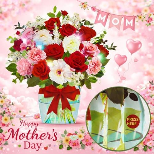 APOTODITO Rose Card with Music and Light, Valentines Card with Roses, Valentines Day Gifts Mothers Day Gifts for Women Mom Wife(Rose) - Thumbnail 2