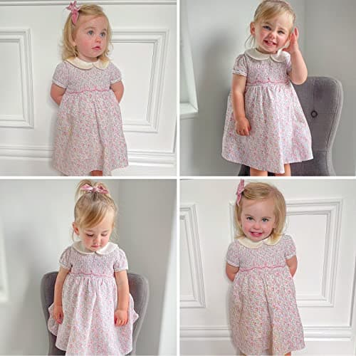 Simplee kids Baby Girls Floral Dress Infant Toddler Girls Outfits Summer Casual Dresses for 4 Years (Light Pink) - Thumbnail 2