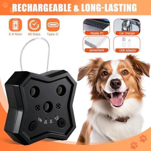 Anti Barking Device for Dogs: Ultrasonic Dog Bark Deterrent Devices with 3 Training Modes 50 FT | Dog Barking Silencer Bark Box for Indoor Outdoor | Stop Barking Control Device for Dogs (Black) - Thumbnail 6