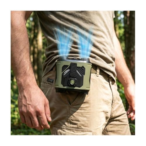 Vorproform 15,000mAh Portable Waist Fan, 25,000 RPM Industrial Personal Fan with 36.09 ft/s Airflow,1-100 Speed Control Belt Clip Fan, Power Bank & SOS Light, For Camping, Travel, Sports，Outdoor Work - Image 1