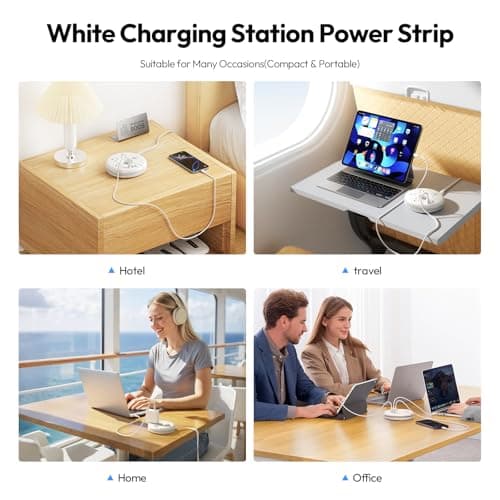 Travel Power Strip, NTONPOWER 3 Outlets 3 USB(1 USB C) Cruise Approved Power Strip, Short Extension Cord 3ft, Travel Essentials for Home, Hotels, Cruise Ship, Vacation, White, i-Donut - Thumbnail 6