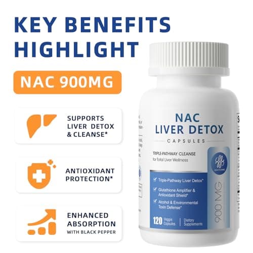 NAC Supplement 900 mg – Liver Cleanse Detox & Repair, Antioxidant & Cellular Health, Alcohol Defense Support – N-Acetyl Cysteine Capsules with Milk Thistle, Turmeric, Dandelion & Artichoke – 120 Count - Thumbnail 2