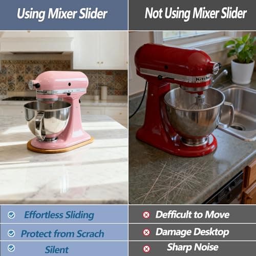 Bamboo Mixer Slider Compatible with KitchenAid 4.5-5 Qt Tilt-Head Stand Mixer, Appliance Sliding Mat Accessories for Kitchen Aid, Countertop Moving Tray Attachments Fits for KitchenAid Artisan - Thumbnail 5