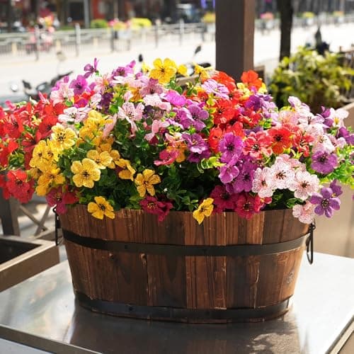 Vemander Artificial Flowers for Outdoor Fake Plants for Spring Decoration,Faux Eucalyptus Flowers for Planter UV Resistant Lifelike for Home Porch Garden (6 Color) - Thumbnail 5