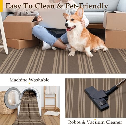 PureCozy Striped Easy Jute Rug 2x3 Nature Entryway Carpet Washable Non Slip Door Mat Farmhouse Neutral Non Shedding Entry Small Indoor Outdoor Rug for Kitchen Bedroom Mudroom Bathroom - Thumbnail 6