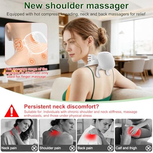 Neck Massager with Heat, 4D Kneading Shiatsu for Pain Relief (White) - Thumbnail 3