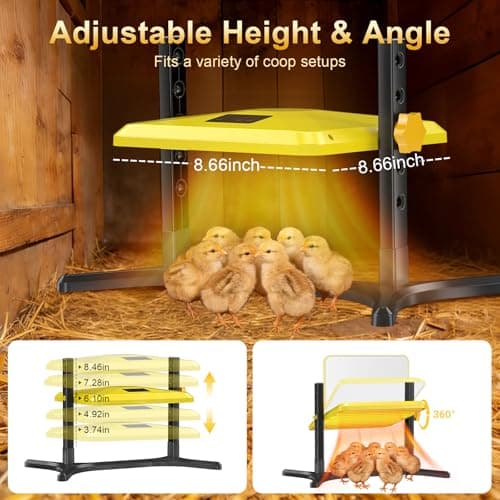 Brooder Plate for Chicks, 50–158℉ Chick Heat Plate with Smart Thermostat, UL Certified Radiant Heating Panel & Brooder Heater, 5 Adjustable Heights & 360° Angle for Poultry Brooding & Chicken Coop Use - Thumbnail 4