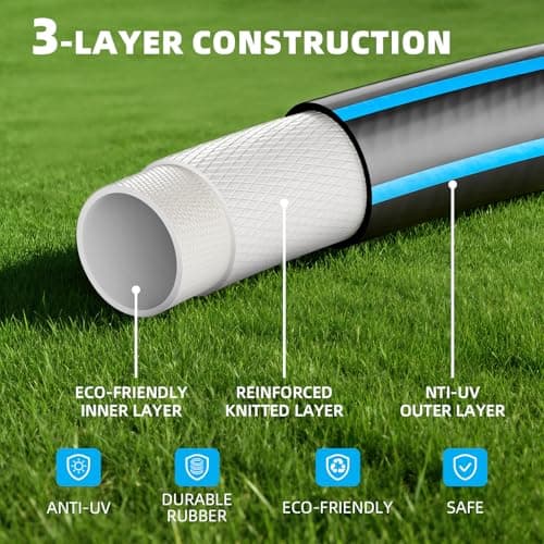 Besiter Short Garden Hose 3FT: Water Hose Lightweight with Double Copper Fittings - Flexible Swivel Leak-Free Quick Connections 5/8" - Hybrid Rubber Portable Hose for Garden Watering Car Pet Cleaning - Thumbnail 2