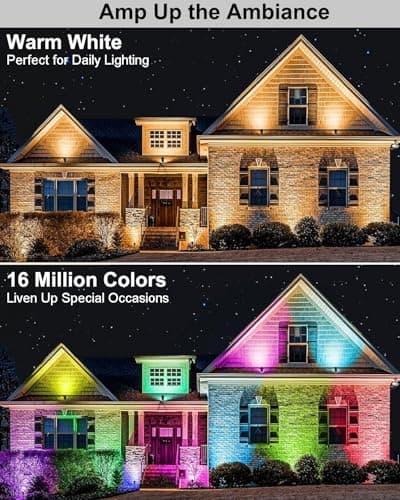 Ligency Spotlight Outdoor Smart Low Voltage Landscape Lights, 2 Pack Outdoor Spot Lights IP65 Waterproof RGBW Color Changing Spotlights for Yard Garden, 28.8Ft - Thumbnail 2