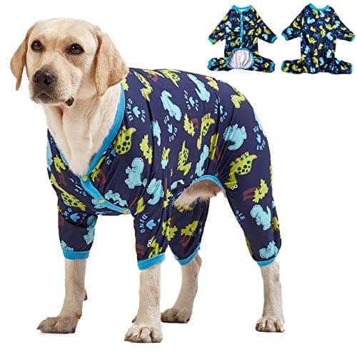 LovinPet Dog Clothing for Large Dogs: Dinosaur in The Jungle Print, Lightweight Stretchy Knit Pullover Puppy Pajamas, Big Dog Onesie. Large Breed Dog Jammies, Pet PJ's/XXL - Image 1