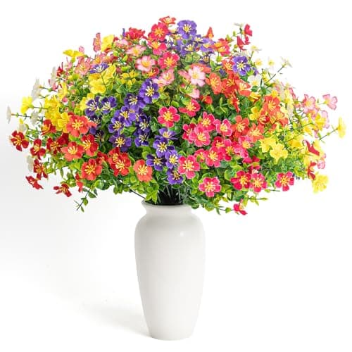 Trepcrow Realistic Artificial Flowers for Outdoor, 18 Bundles Fake Flowers Bulk, UV Resistant Faux Wild Flower Planted for Garden/Porch/Patio/Yard/Window Box, No Fade Greenery Decoration for Outside - Image 1