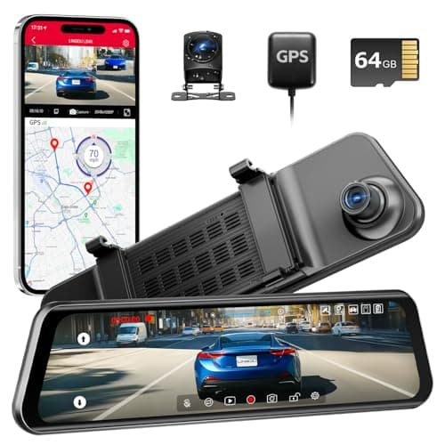 LINGDU 12" Mirror Dash Cam, 4K UHD Front and 2.5K Rear View Dash Camera for Car, with ADAS BSD LCA Smart Mode, GPS, G-Sensor, Loop Recording, Parking Monitor, Voice Control, 5.8GHz WiFi - Image 1