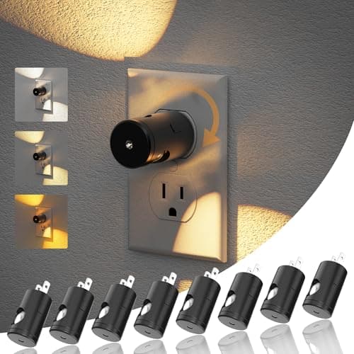 JandCase Night Lights Plug into Wall,8 Pack Mini Lens Night Light with 3CCT Color Temperature,180° Rotatable Night-Lights,Dimmable Nightlight Plug in with Light Sensor for Bathroom Hallway Room Decor