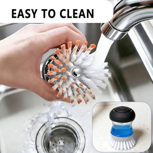 MiUWUU 4 Pack Brush Refills for OXO Dish Brush Refill B, Brush Head Replacement OXO Dish Brush Replacement Head（Grey Round） - Thumbnail 4