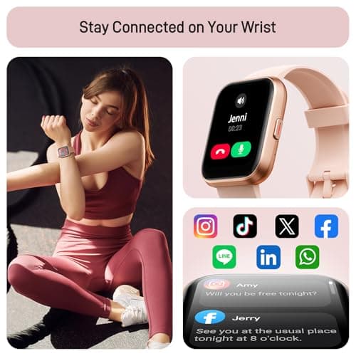 Tensky Smart Watch for Women Android & iPhone, Alexa Built-in, 1.8" Touch Screen Fitness Tracker with Answer/Make Calls, 3ATM Waterproof Heart Rate/Sleep/SpO2 Monitor, Pedometer, 100+ Sport Modes - Thumbnail 3