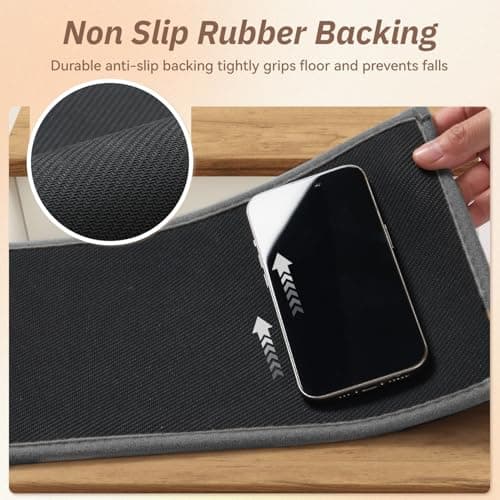 PADOOR Stair-Treads Landing Mat Non Slip Indoor, Square Stair-Runners for Wooden Steps Rubber Backing, Reusable Carpet Stair Treads, Durable Stair-Carpet Treads for Kids and Dogs 31"x31" Grey - Thumbnail 2