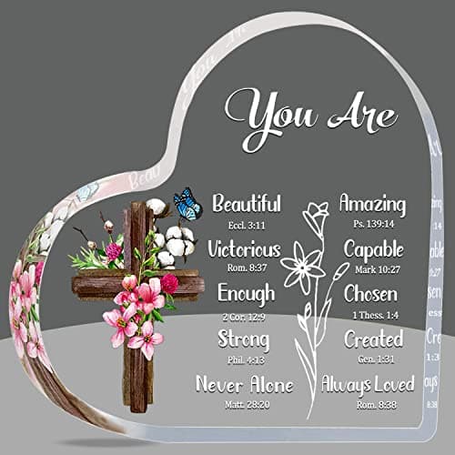 Christian Gifts For Women,Inspirational Religious Gifts With Bible Verse,Spiritual Encouragement Gifts,Gift For Women,Friend Mom,Sister Acrylic Hearts Plaques - Image 1